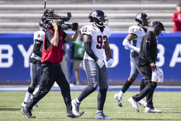 Apr 17, 2022; Houston Gamblers defensive lineman Chris Odom (93). Mandatory Credit: Vasha Hunt-USA TODAY Sports
